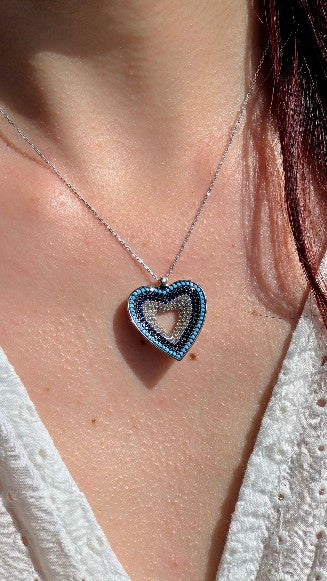 Collier Étoile d'Argent: Cœur Mosaïque, Argent 925