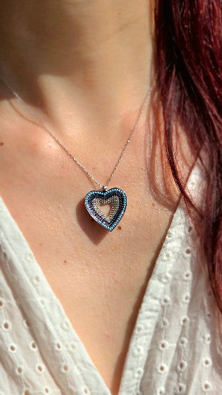 Collier Étoile d'Argent: Cœur Mosaïque, Argent 925