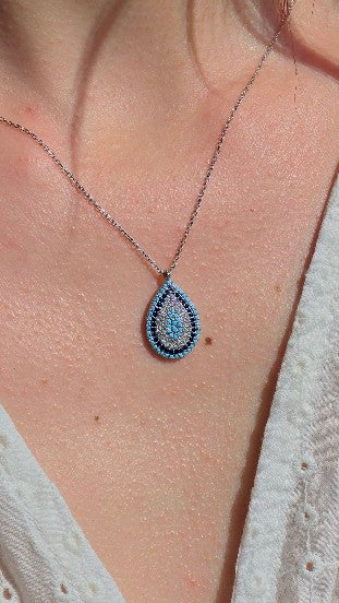 Pendentif Étoile d'Argent: Larme Azurée