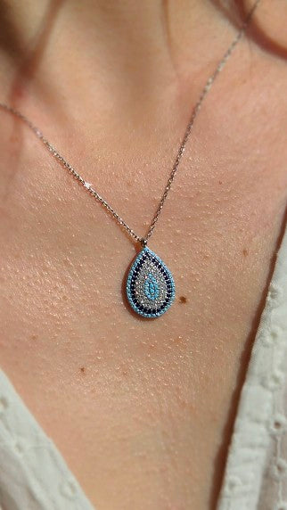 Pendentif Étoile d'Argent: Larme Azurée