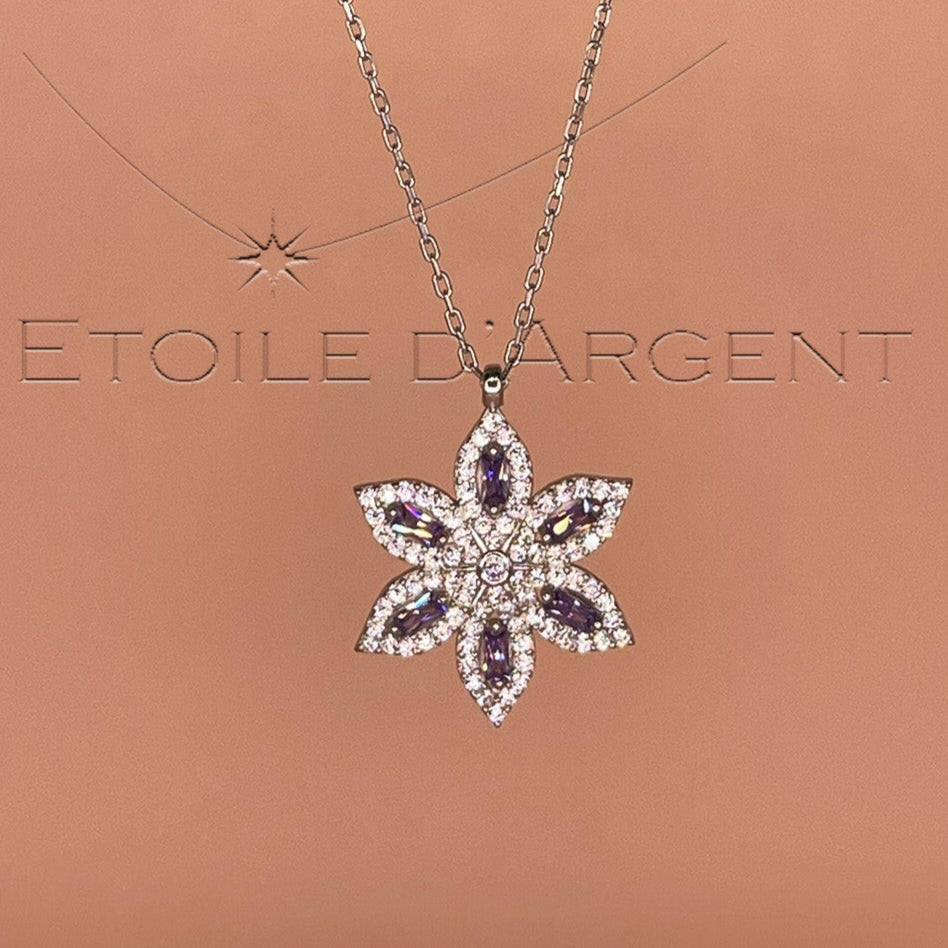Pendentif Étoile d'Argent: Fleur d'Améthyste