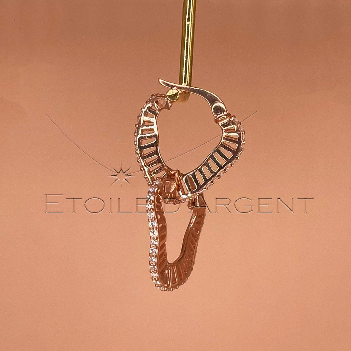 Créoles en Argent 925 Plaquées Or Rose, Design Nœud : Éclat Torsadé
