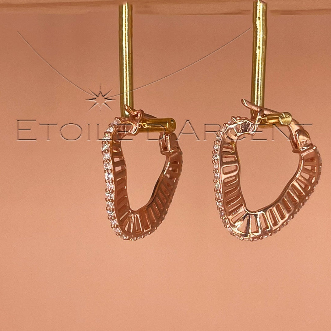 Créoles en Argent 925 Plaquées Or Rose, Design Nœud : Éclat Torsadé
