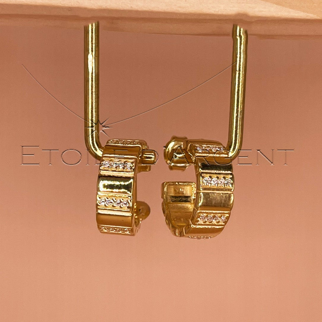 Créoles Étoile d'Argent: Or Texturé, Argent 925 Plaquées Or