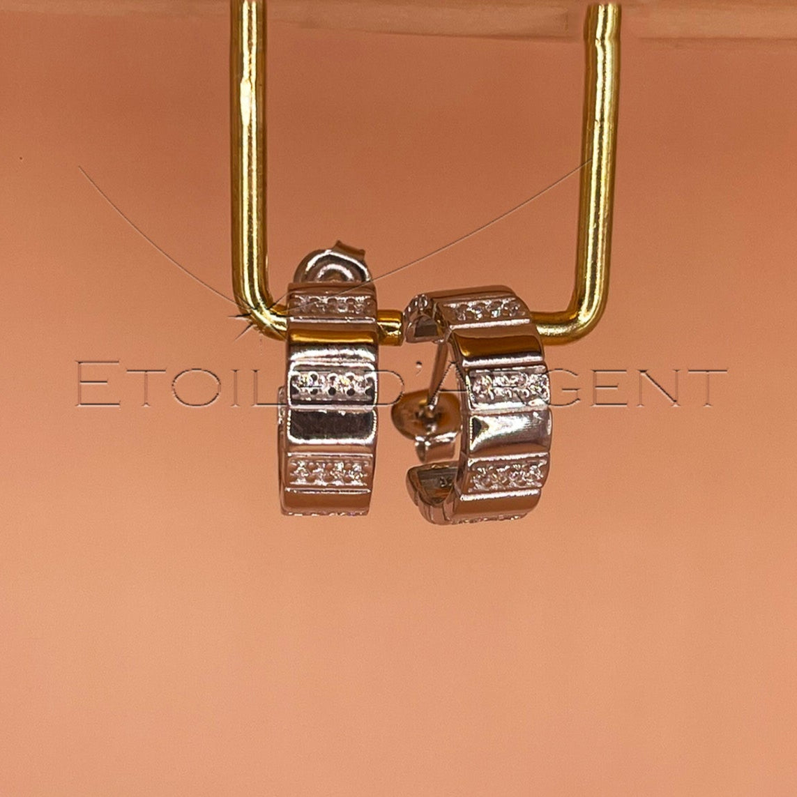 Créoles Étoile d'Argent: Argent Texturé, Argent 925