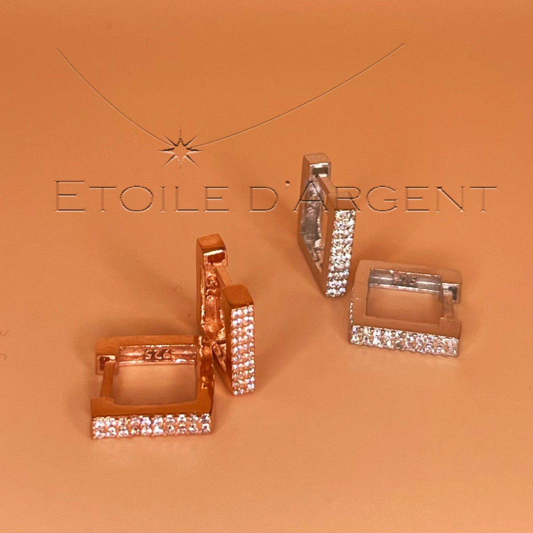 Créoles Étoile d'Argent: Carrés Précieux Rosés