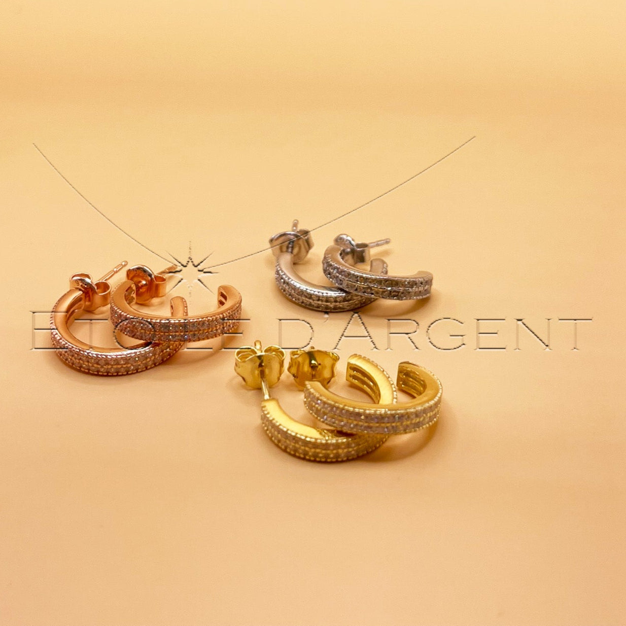 Créoles Étoile d'Argent: Argent Lumineux