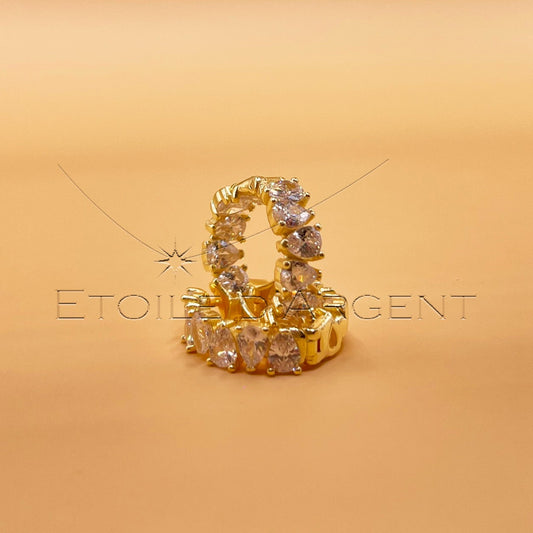 Créoles Étoile d'Argent: Argent 925 Plaquées Or, Pierres de Forme Originale