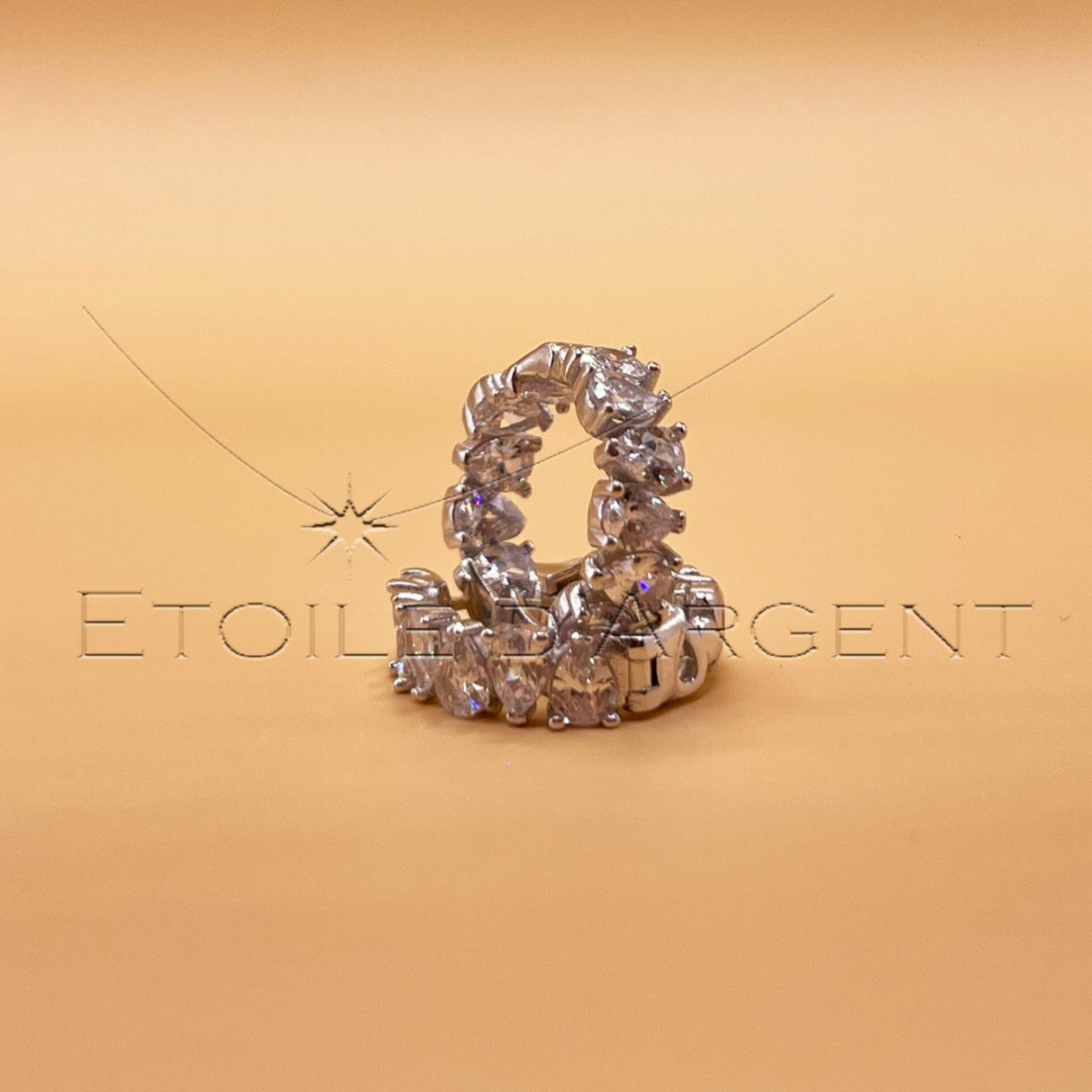 Créoles Étoile d'Argent: Argent 925, Pierres de Forme Originale