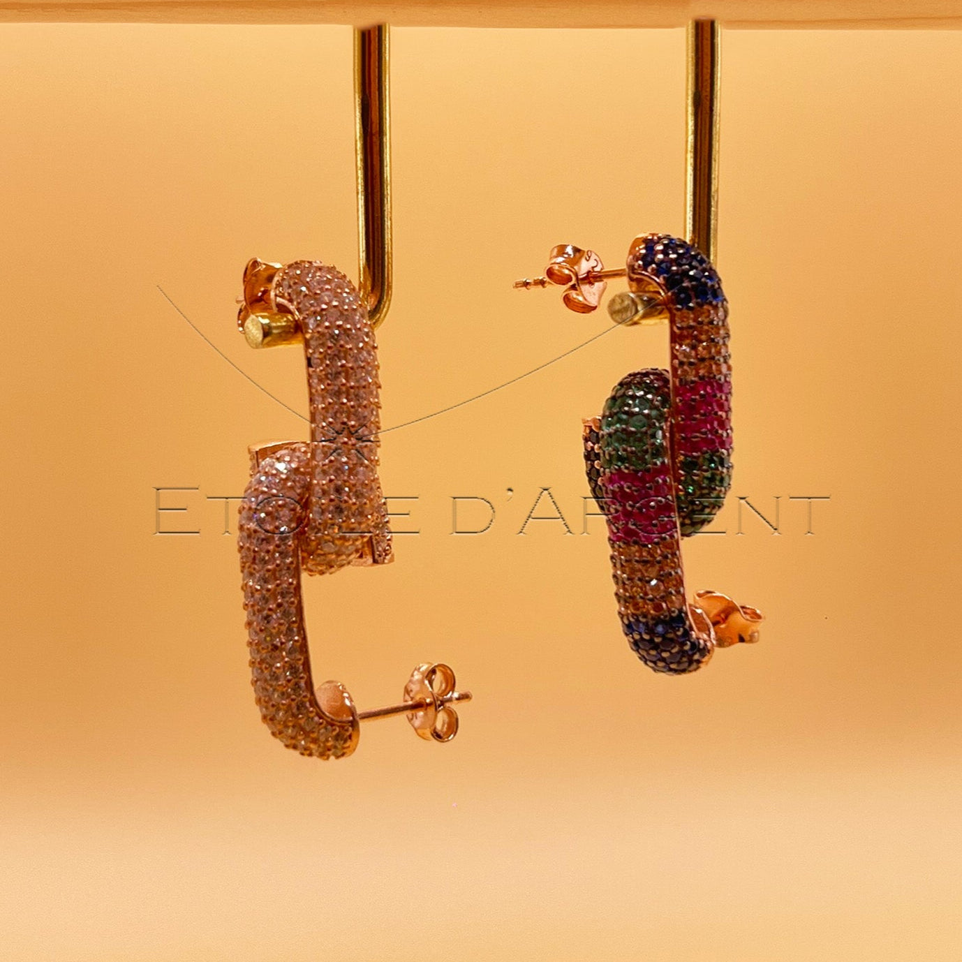 Boucles d'Oreilles en Argent 925 Plaquées Or Rose: Éclat Lumineux