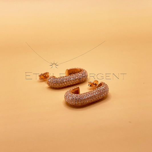 Boucles d'Oreilles en Argent 925 Plaquées Or Rose: Éclat Lumineux