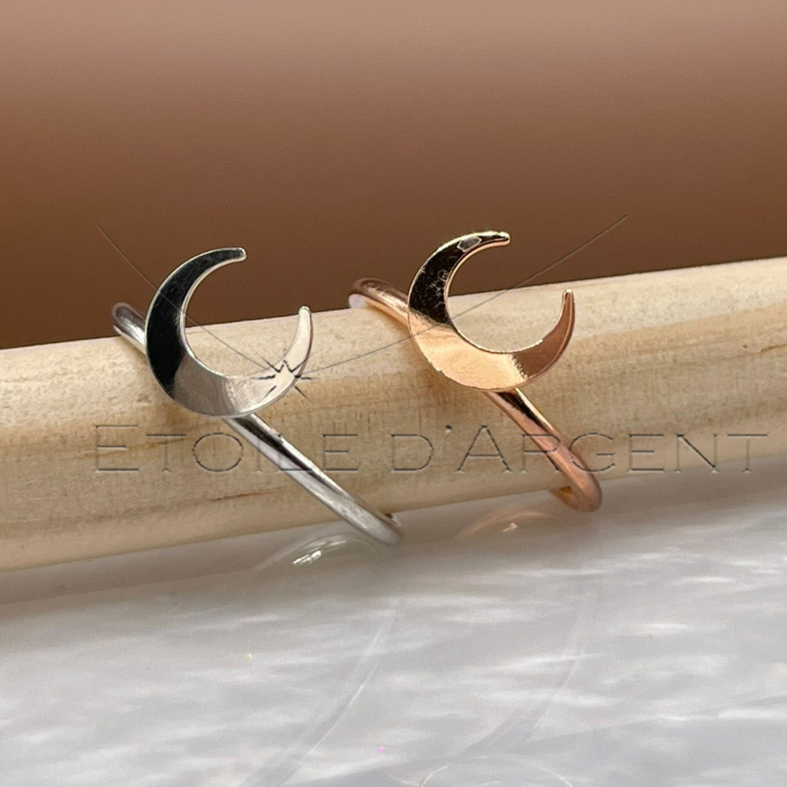 Bagues Lune Croissante Minimalistes en argent