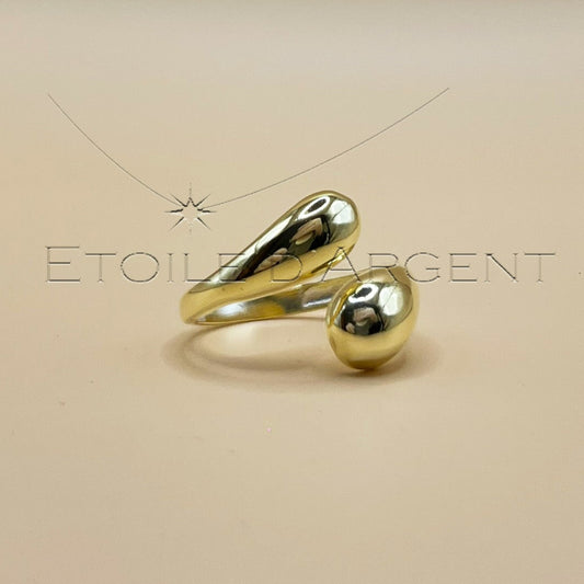 Bague en argent avec design gouttes – Plaquée en couleur or