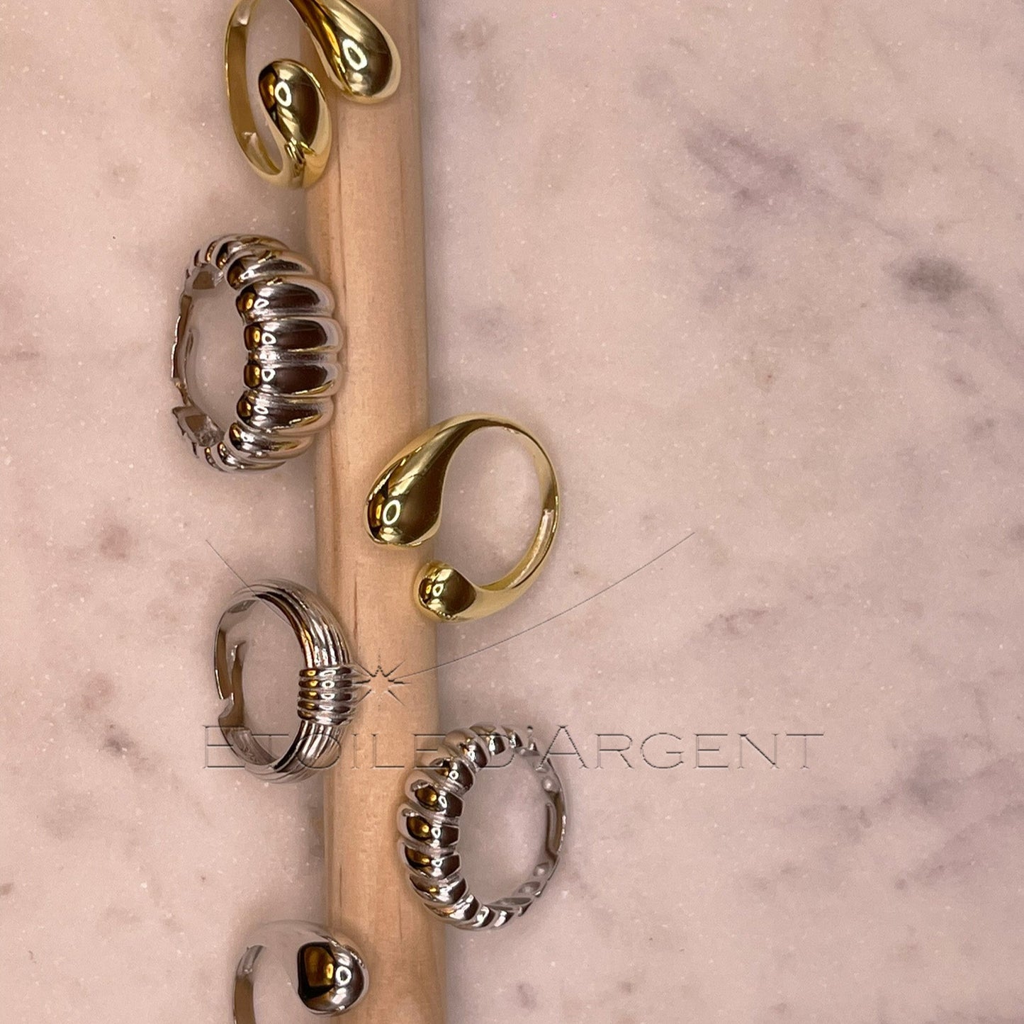 Anneau Étincelant Étoile d'Argent