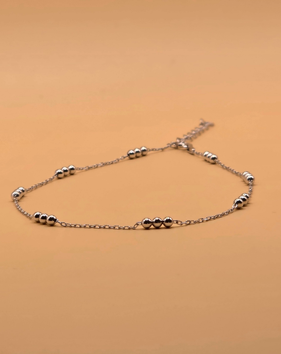 Bracelet de Cheville Élégant en Argent 925 avec Perles Argentées