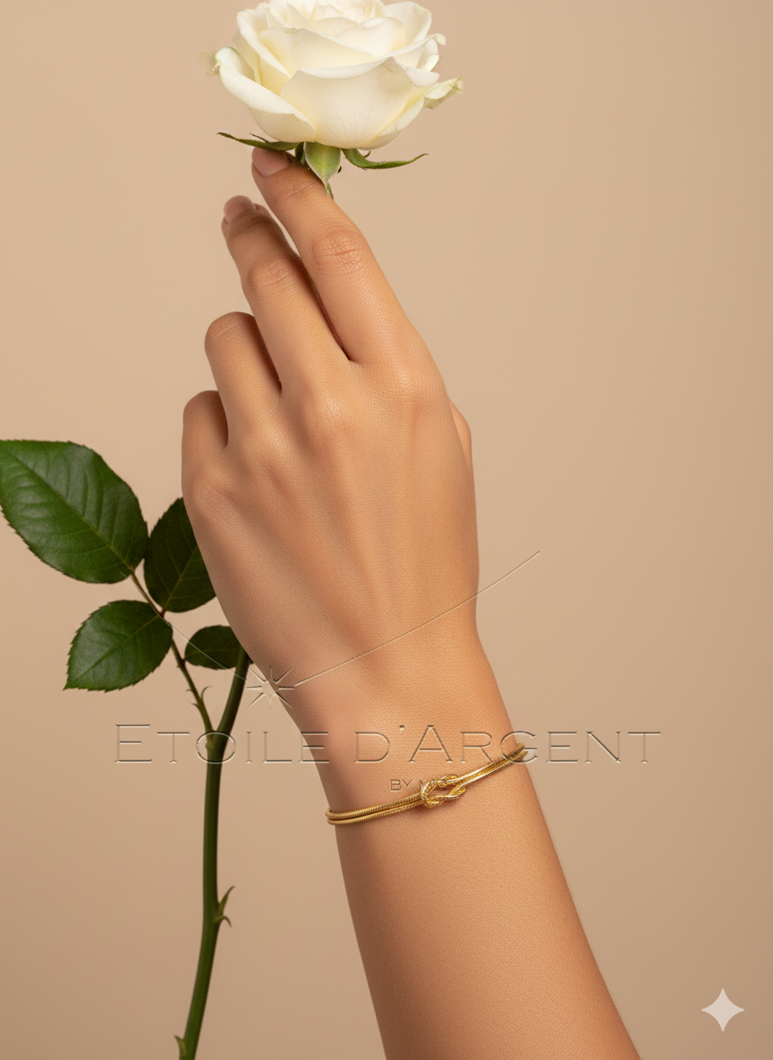 Bracelet Nœud Étoile d'Argent: Symbole d'Amour Éternel