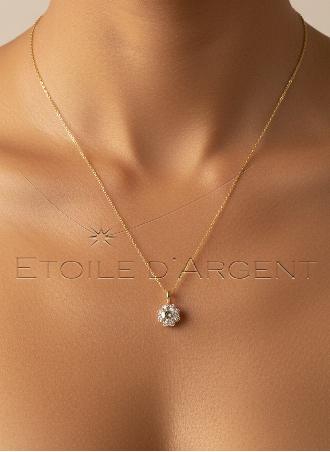 Collier Étoile d'Argent: Pierre Blanche Étincelante