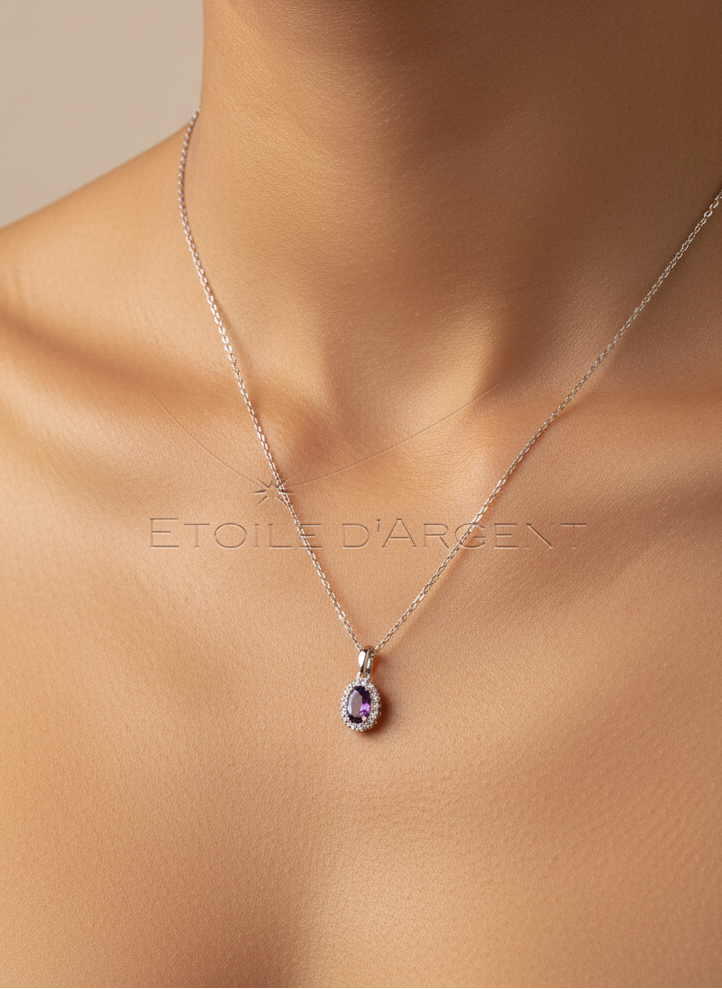 Pendentif Étoile d'Argent: Améthyste Royale