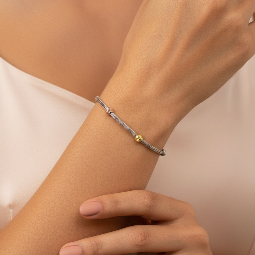 Bracelet en argent 925 avec perles tricolores – Élégance discrète et touche de modernité