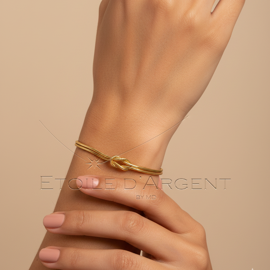 Bracelet Nœud Étoile d'Argent: Symbole d'Amour Éternel