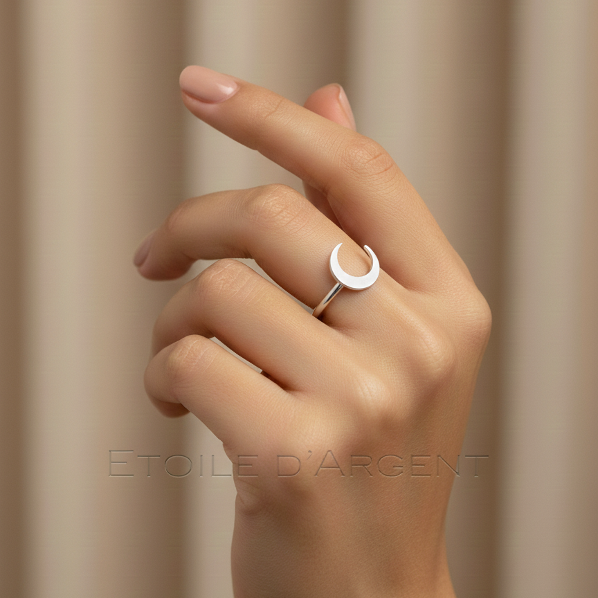 Bagues Lune Croissante Minimalistes en argent