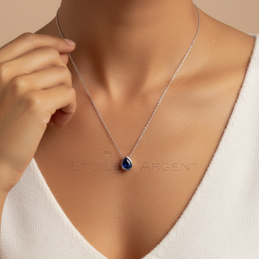 Pendentif Étoile d'Argent: Goutte de Nuit