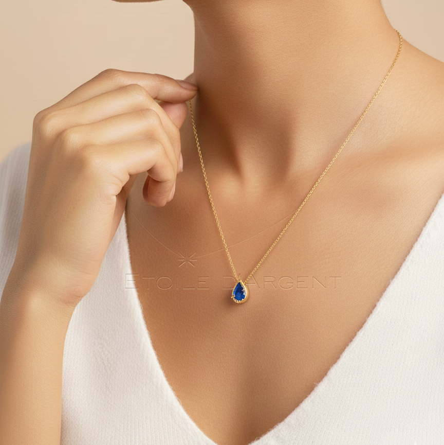 Pendentif Étoile d'Argent: Goutte de Nuit