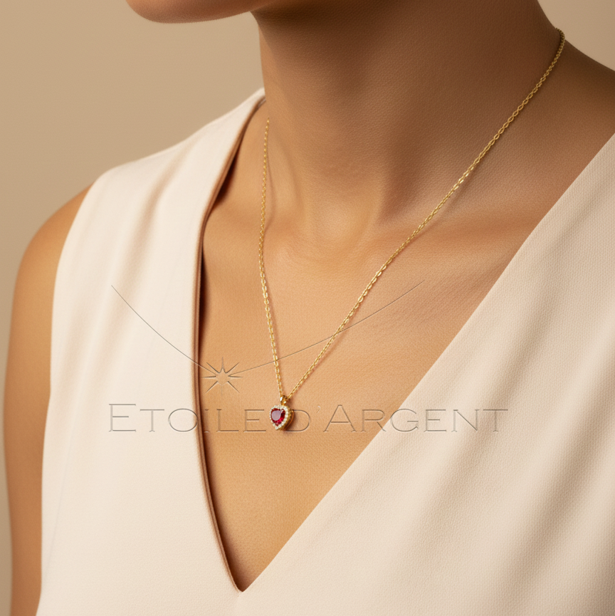 Collier Étoile d'Argent: Cœur Scintillant