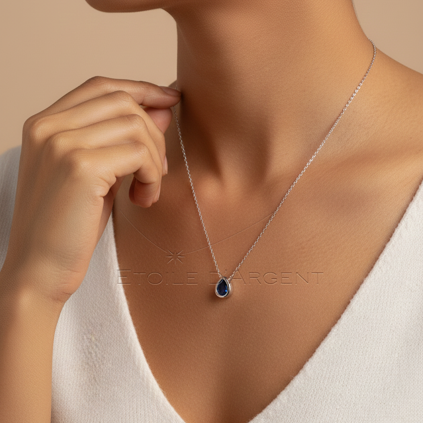 Pendentif Étoile d'Argent: Goutte de Nuit