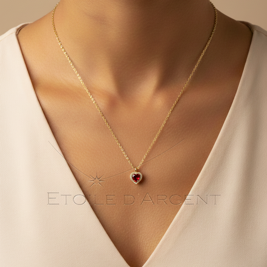 Collier Étoile d'Argent: Cœur Scintillant