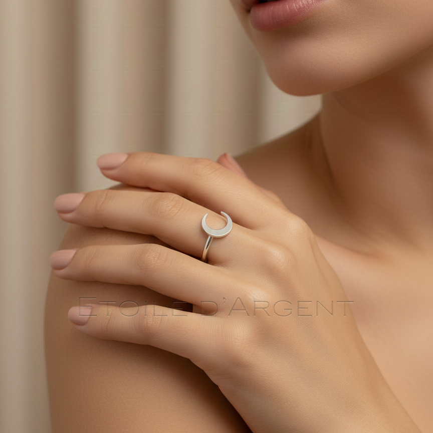 Bagues Lune Croissante Minimalistes en argent