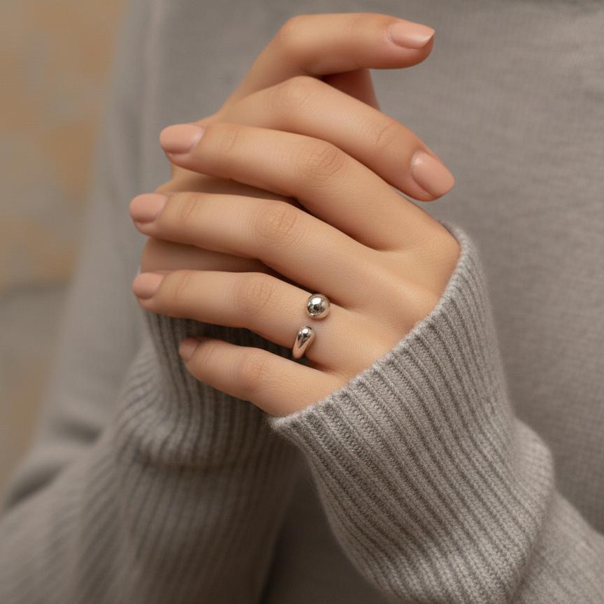 Bague Ouverte en Argent au Design Moderne