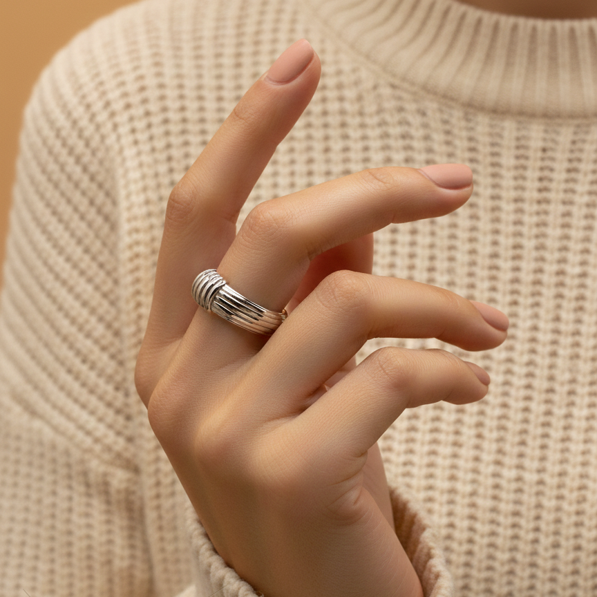 Anneau Étincelant Étoile d'Argent