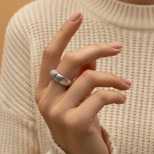 Anneau Étincelant Étoile d'Argent