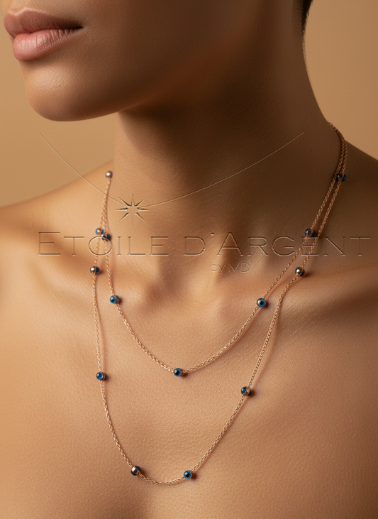 Collier Étoile d'Argent: La Fascination "Œil-de-Chat"