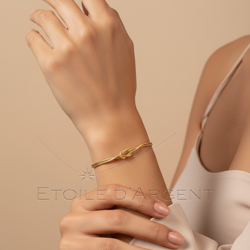 Bracelet Nœud Étoile d'Argent: Symbole d'Amour Éternel