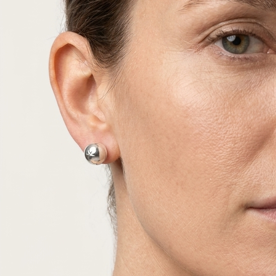 Puces d'Oreilles en Argent 925, Design Boule: Simplicité Lumineuse