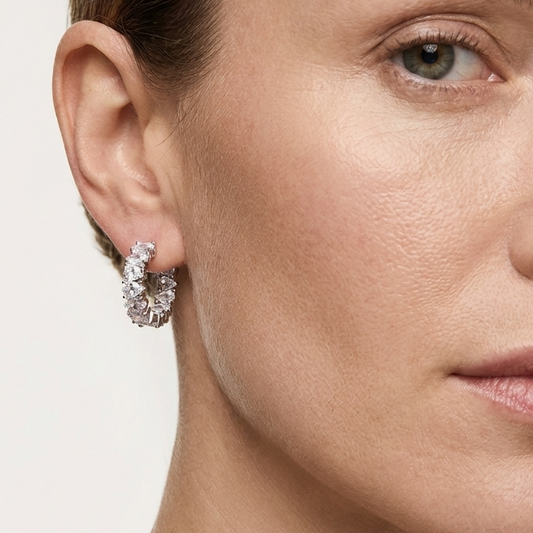 Créoles Étoile d'Argent: Argent 925, Pierres de Forme Originale