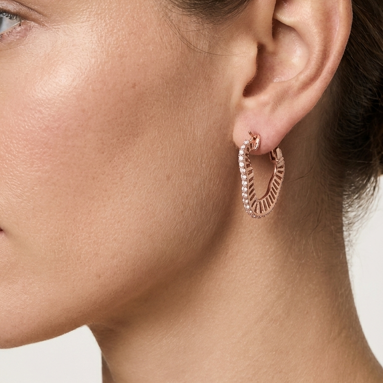 Créoles en Argent 925 Plaquées Or Rose, Design Nœud : Éclat Torsadé