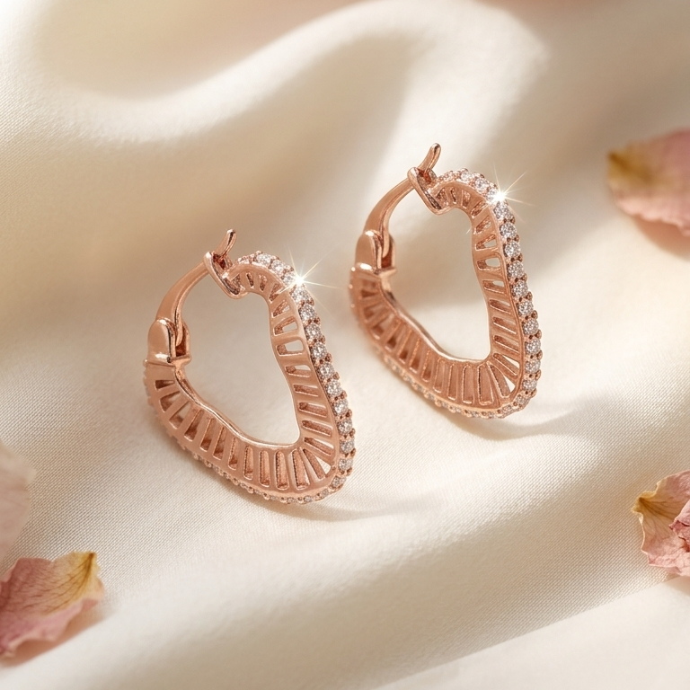Créoles en Argent 925 Plaquées Or Rose, Design Nœud : Éclat Torsadé