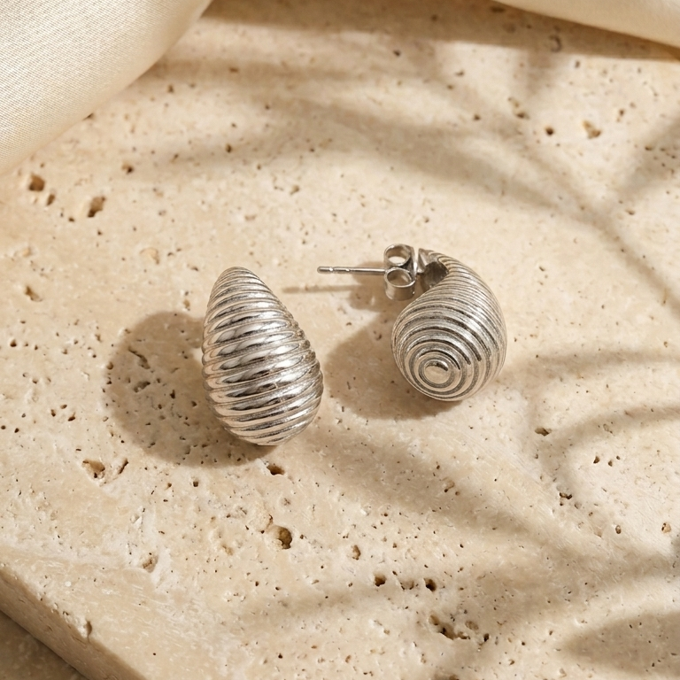 Créoles en Argent 925, Design Spirale: Écho Marin