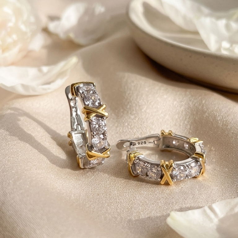 Créoles Étoile d'Argent: Le Charme des Deux Tons et des