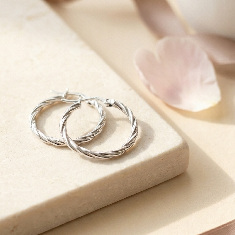 Artisanat d'Exception: Créoles Torsadées en Argent 925