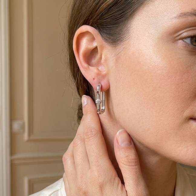 Boucles d'oreilles Étincelantes Étoile d'Argent