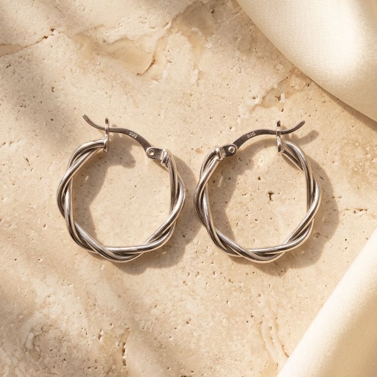 Boucles d'oreilles "Torsades d'argent élégantes"