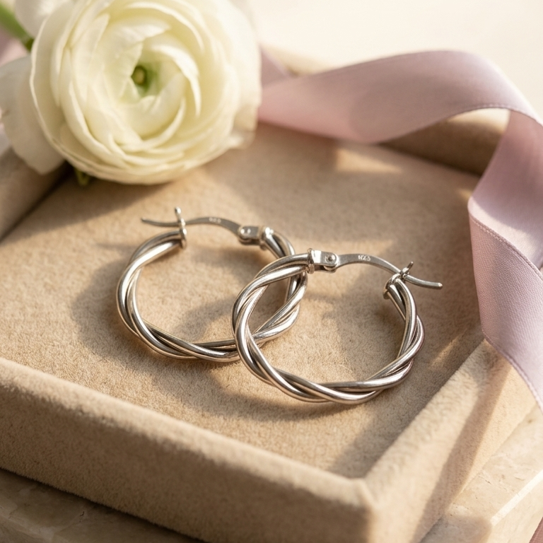 Boucles d'oreilles "Torsades d'argent élégantes"