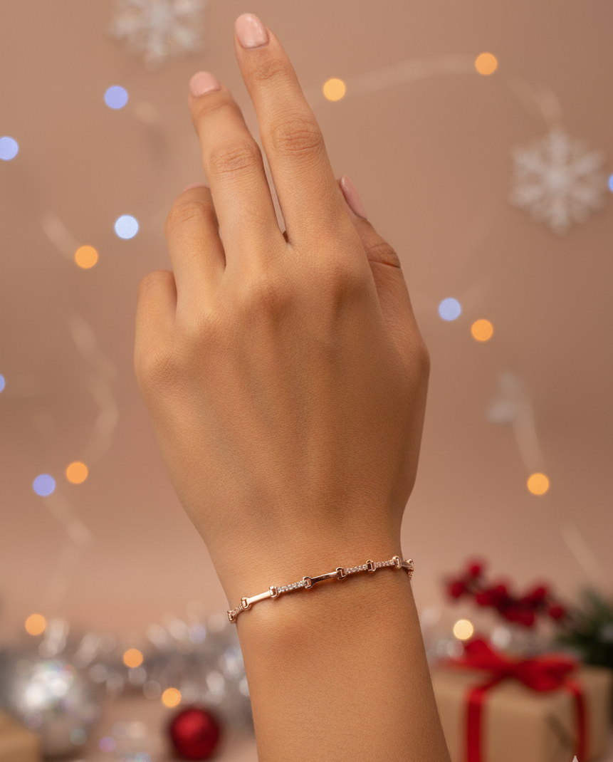 Bracelet Étoile d'Argent: La Douceur de l'Or Rose